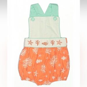2T 100% Cotton Boutique Clown Fish Sea Creature Overall Bubble Embroidered Smock